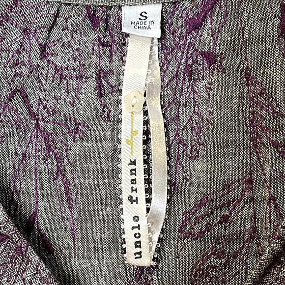 Uncle Frank Dress Size Small Gray Purple Floral Embroidery‎ Pockets Linen Blend - Picture 5 of 7